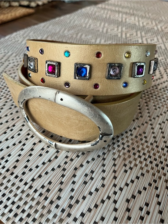 Orciani Accessories - Gorgeous Vintage Claudio Orciani Embellished Leather Belt Gems Tan Western Italy